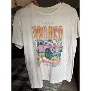 Ford Bronco Beige Short Sleeve T Shirt Women’s Size L Pink Ford Bronco